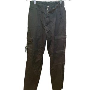 Proper Cargo Pants Multi Pockets Elastic Waist Black Size 10